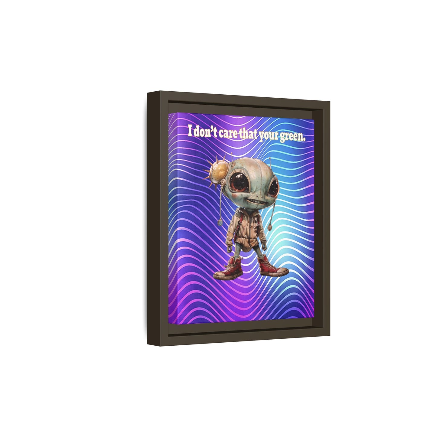 I don't care that your green - framed canvas art (purple wave)