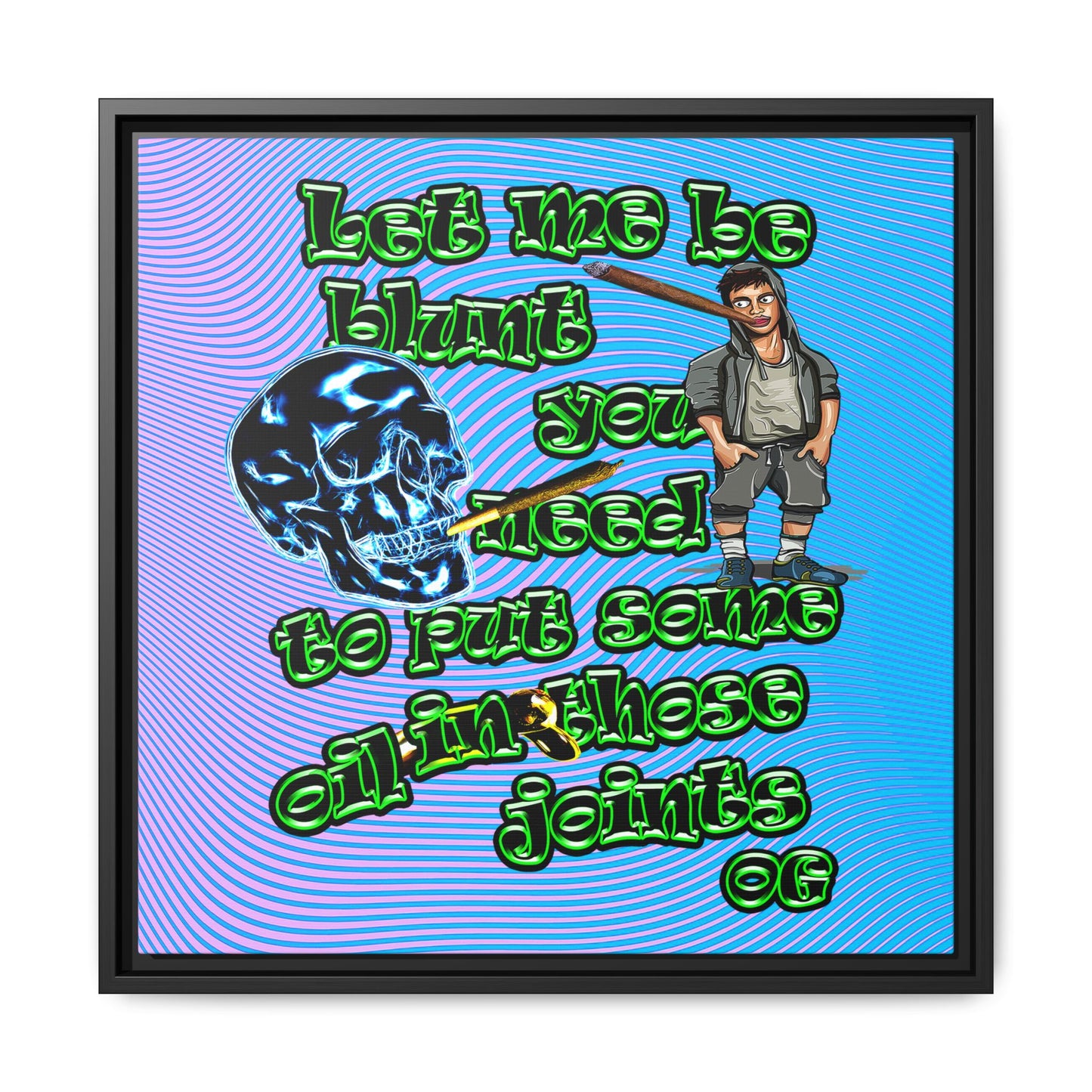 og - framed canvas art (light blue-purple wave)
