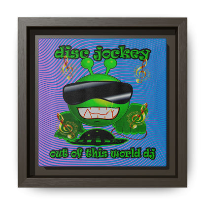 disc jockey - framed canvas art (light blue-purple wave)
