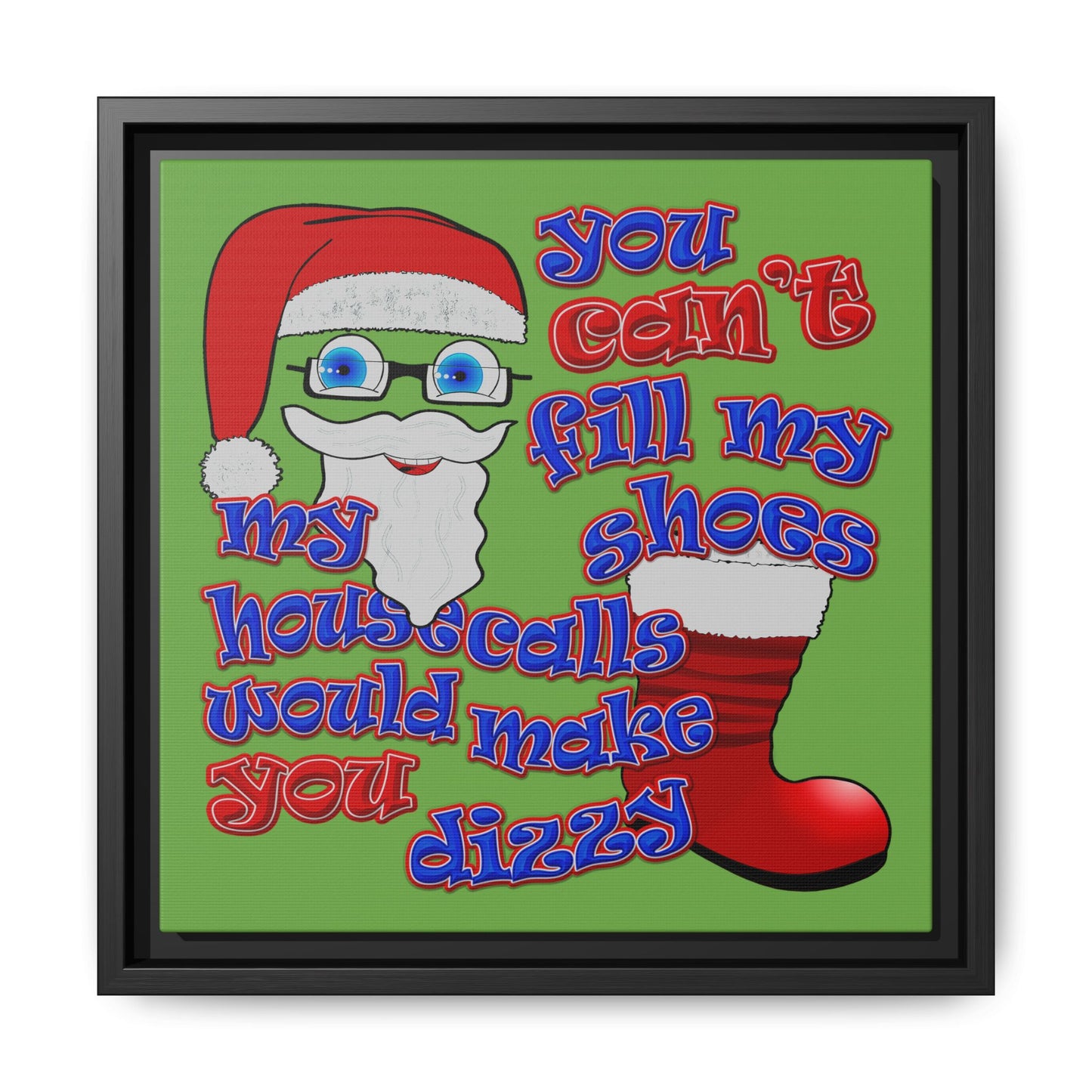 santa's shoes - framed canvas art (green)