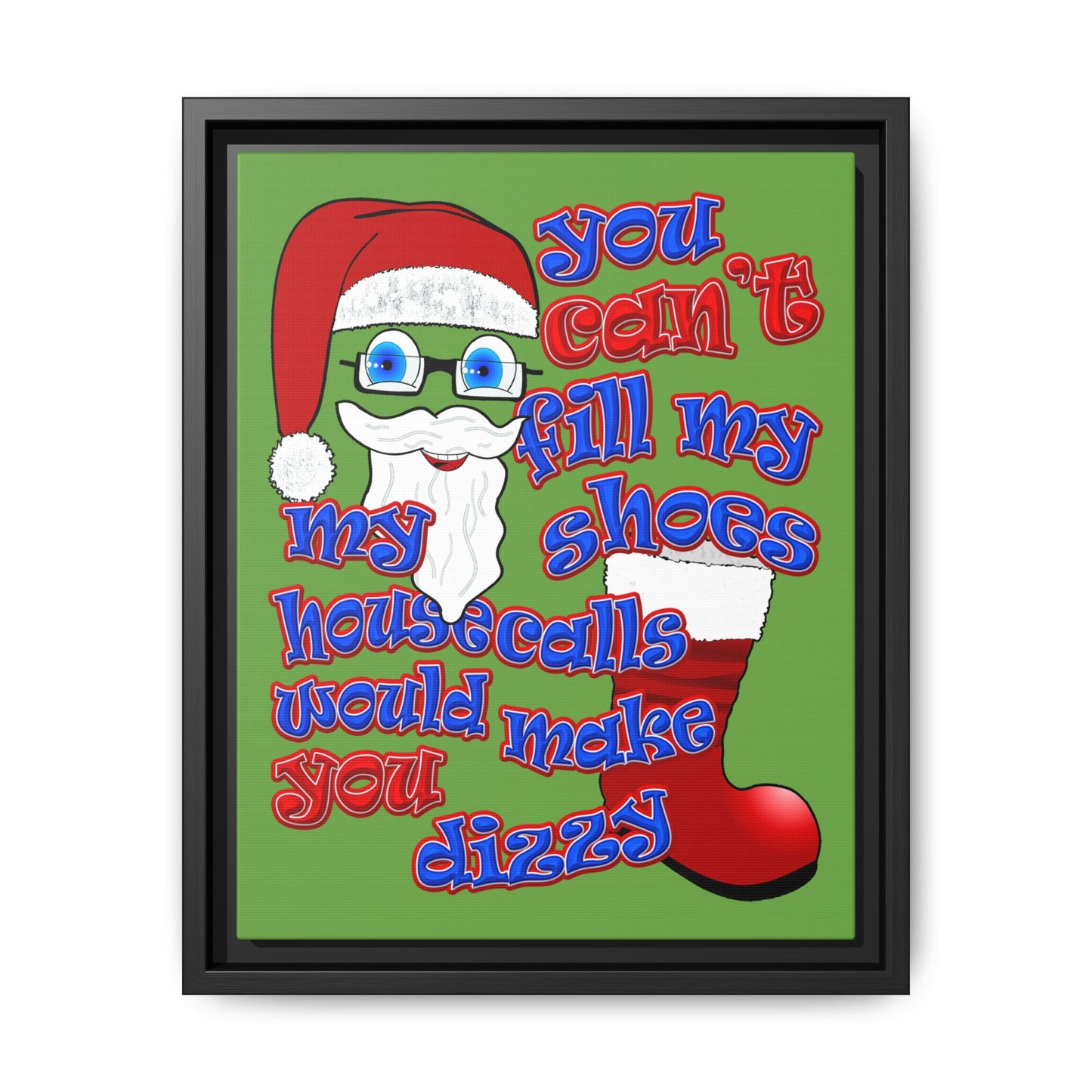 santa's shoes - framed canvas art (green)