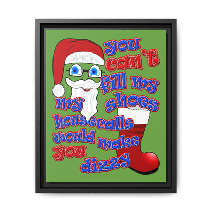 santa's shoes - framed canvas art (green)