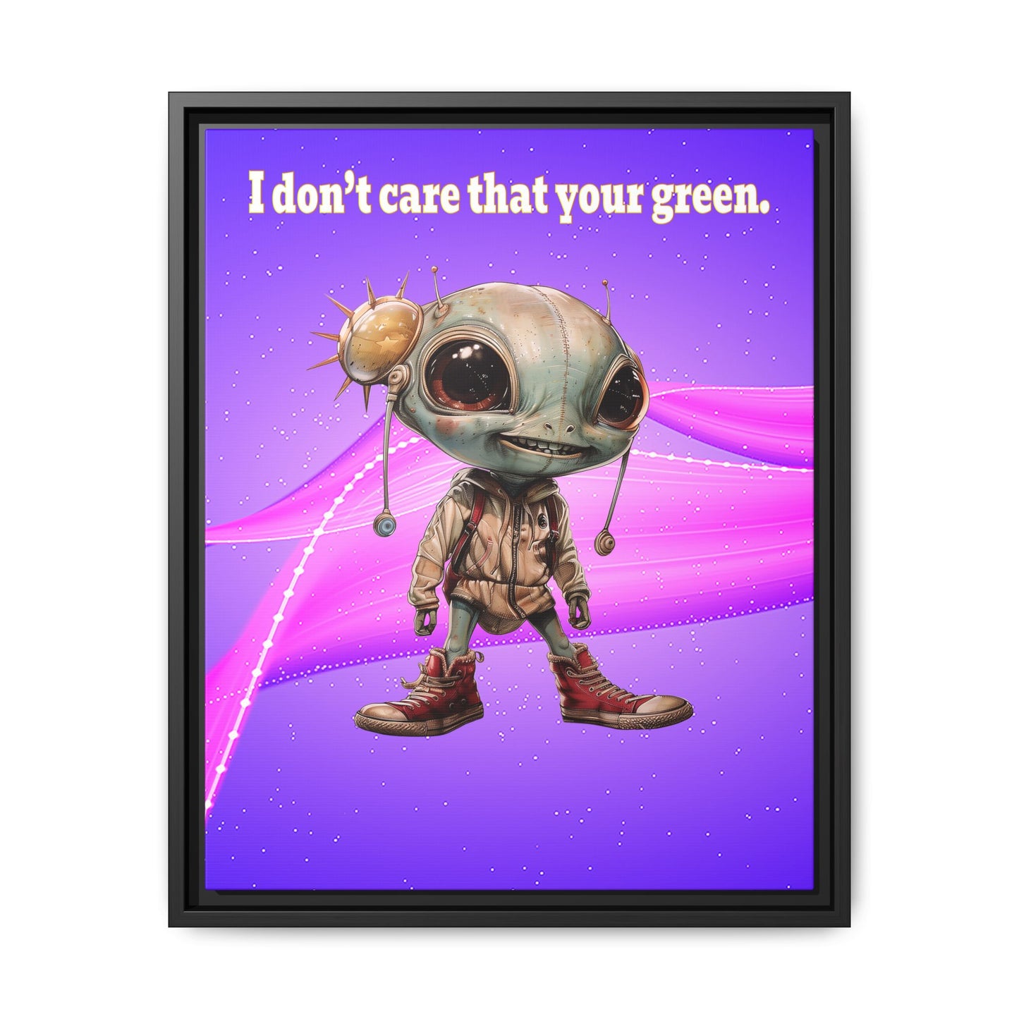 I don't care that your green - framed canvas art (purple-pink wave)