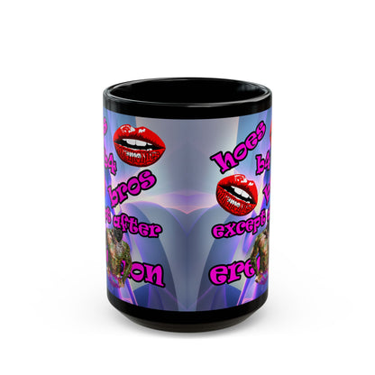 hoes b4 bros - Black Mug (grey-pink wave)