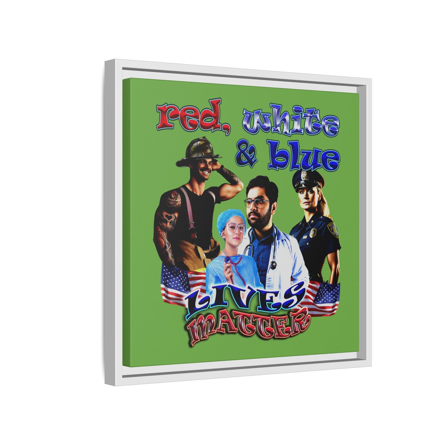 rw&b lives matter - framed canvas art (green)