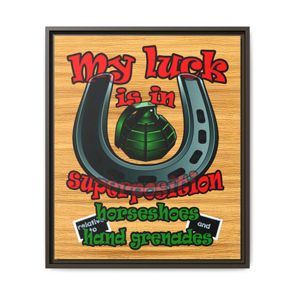 my luck - framed canvas art (butterscotch wood finish)