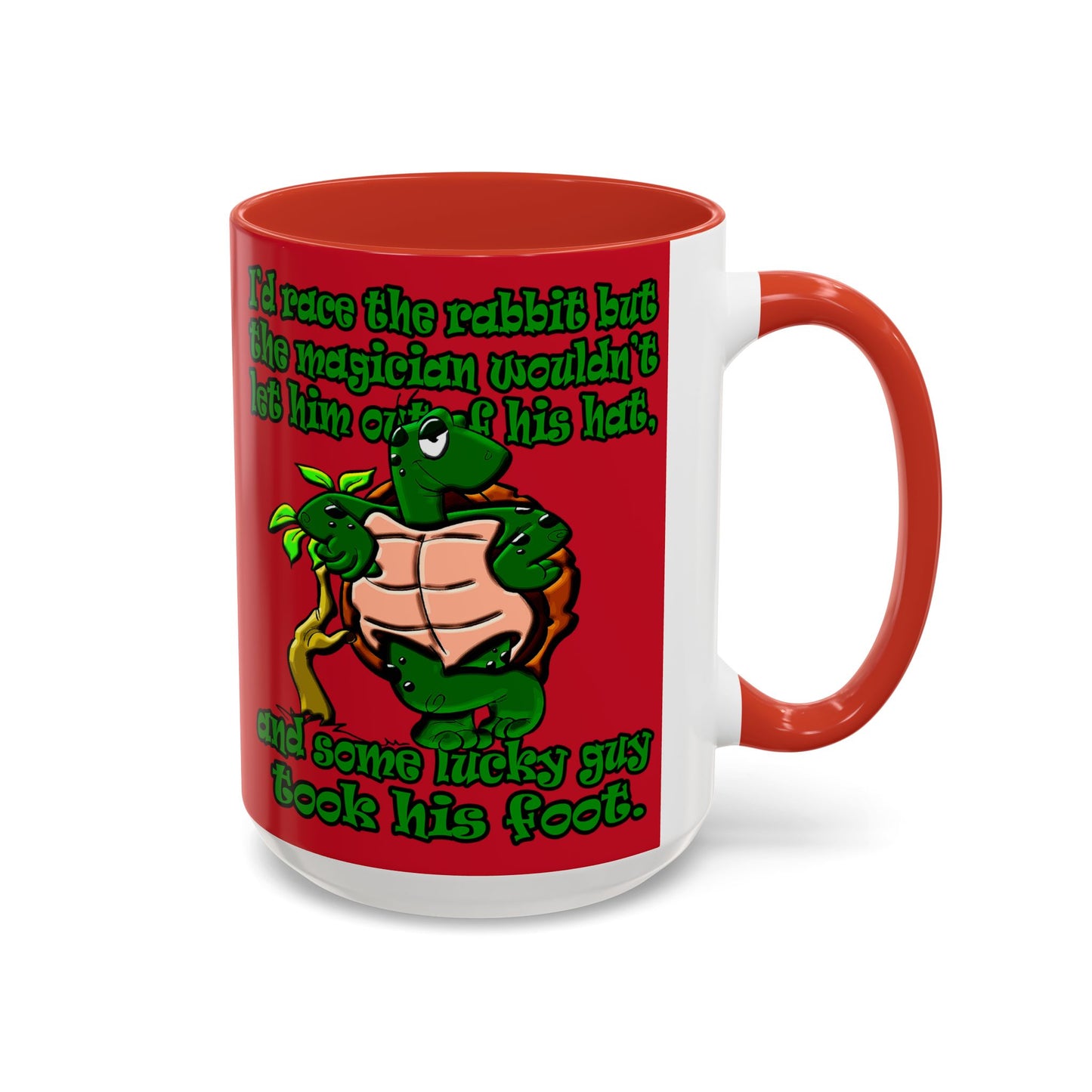 turtle race - Accent Mug (dark red)