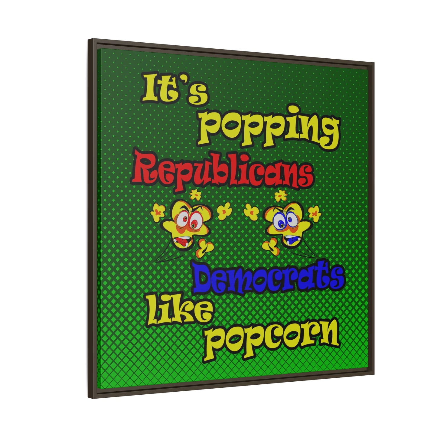 popping like popcorn - framed canvas art (logo green)