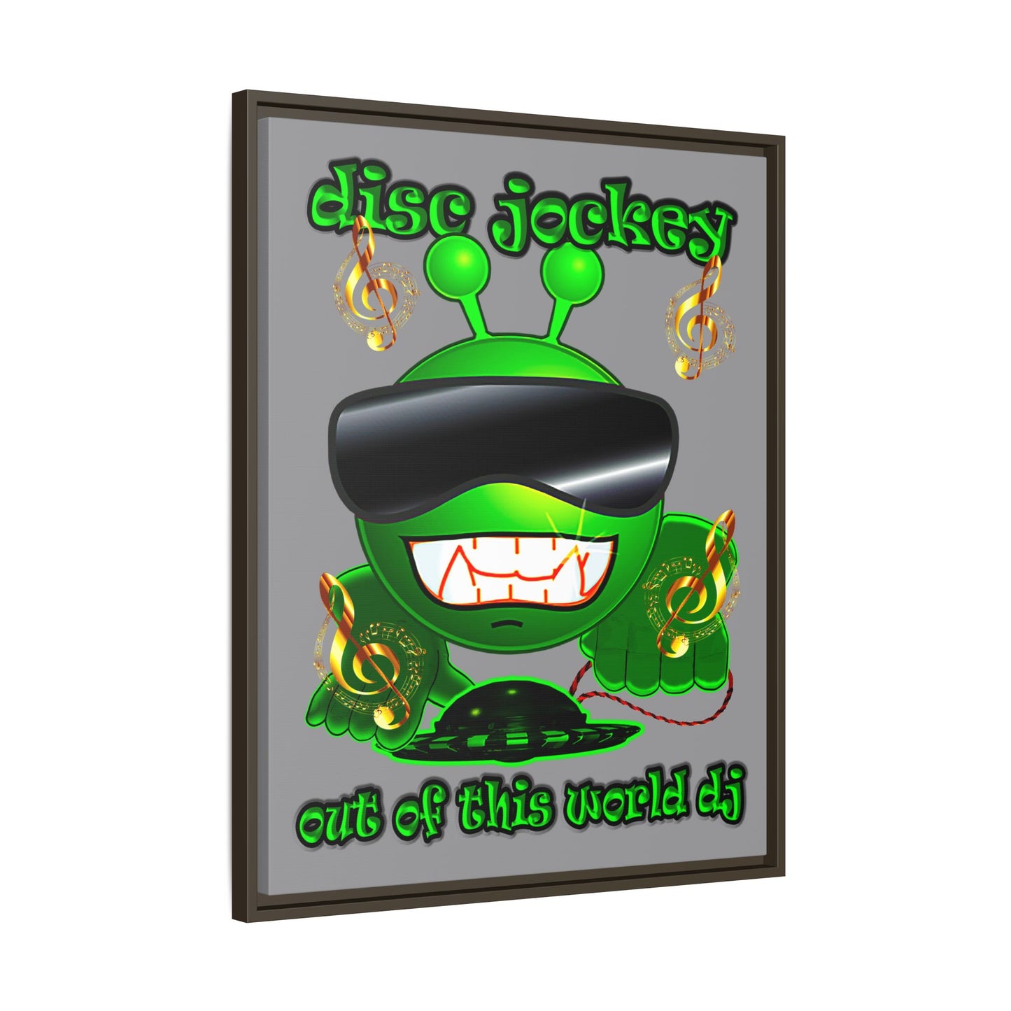 disc jockey - framed canvas art (grey)