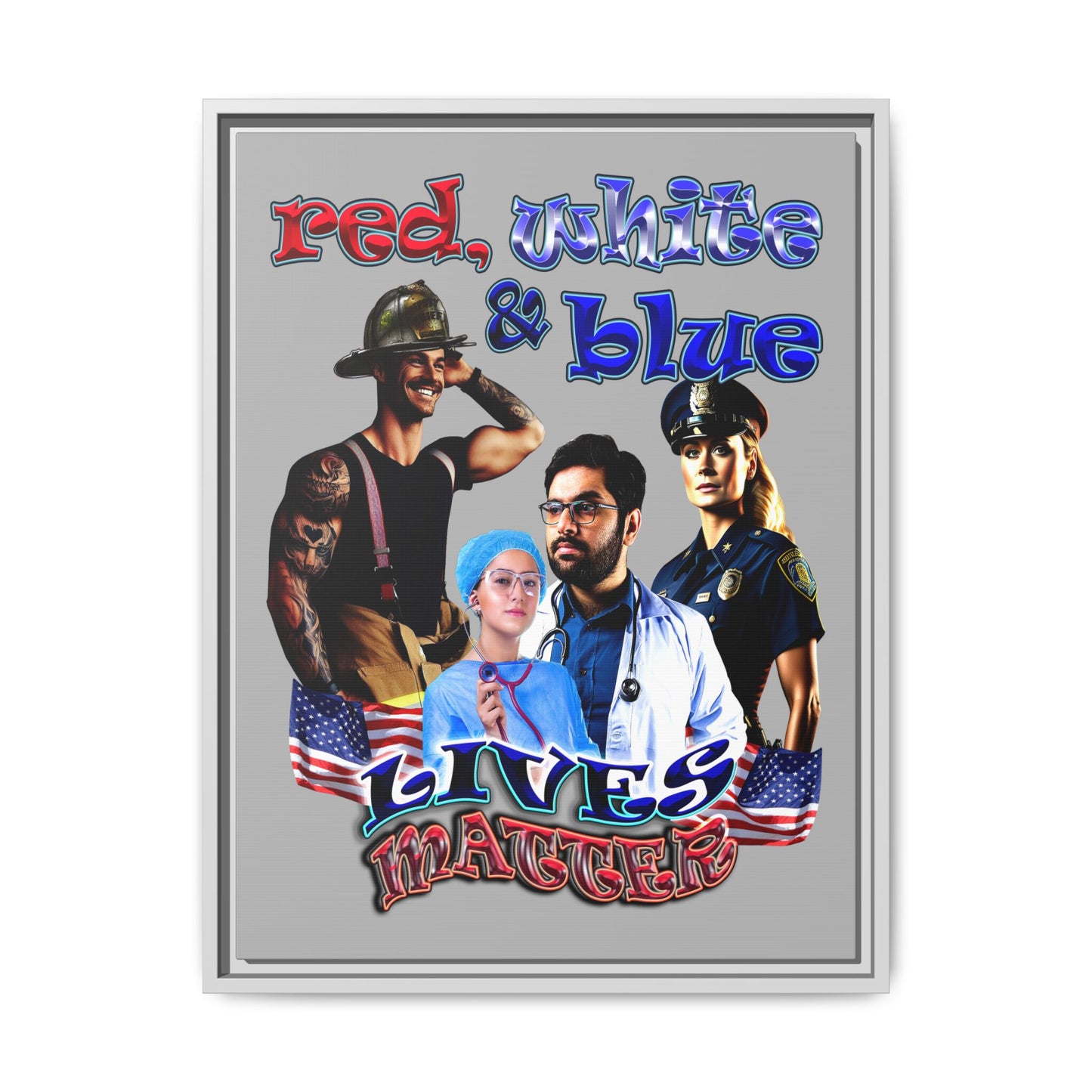 rw&b lives matter - framed canvas art (light grey)