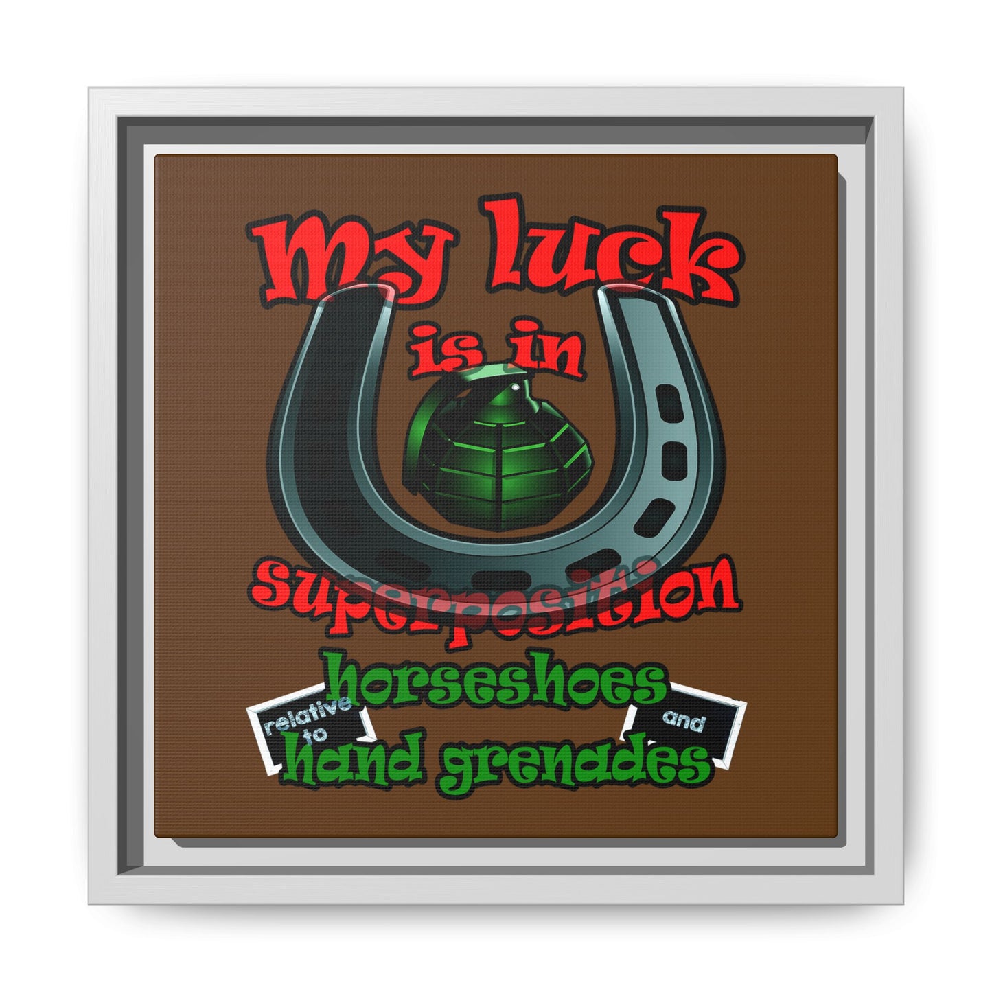 my luck - framed canvas art (brown)
