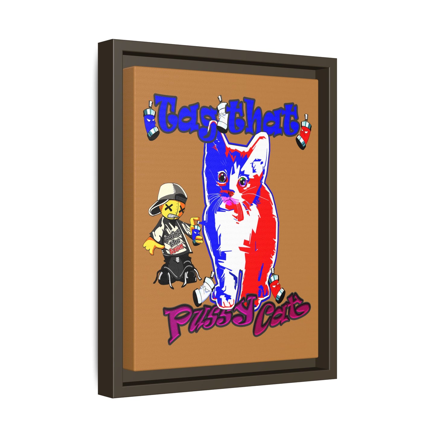 tag that - framed canvas art (light brown)