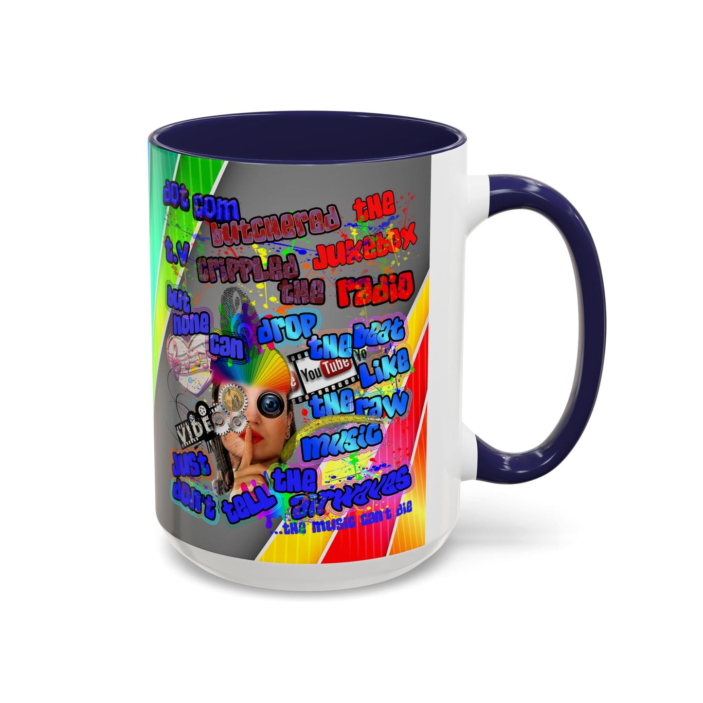 drop the beat - Accent Mug (rainbow split)