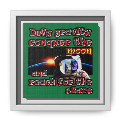 defy conquer reach - framed canvas art (dark green)