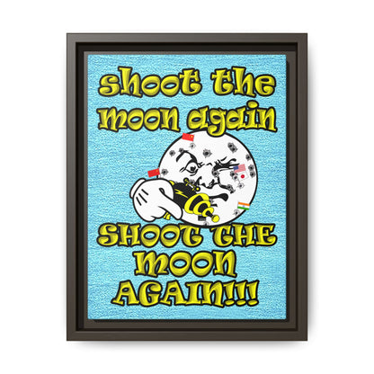 shoot the moon again - framed canvas art (faded blue)