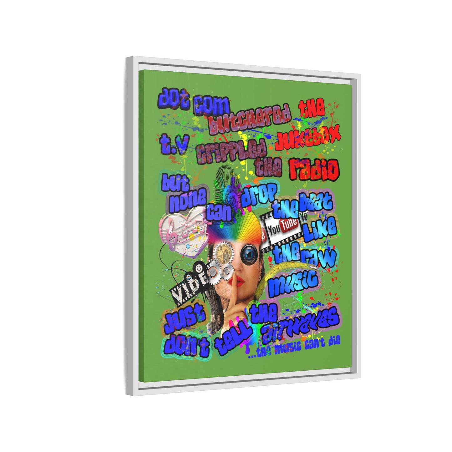 drop the beat - framed canvas art (green)