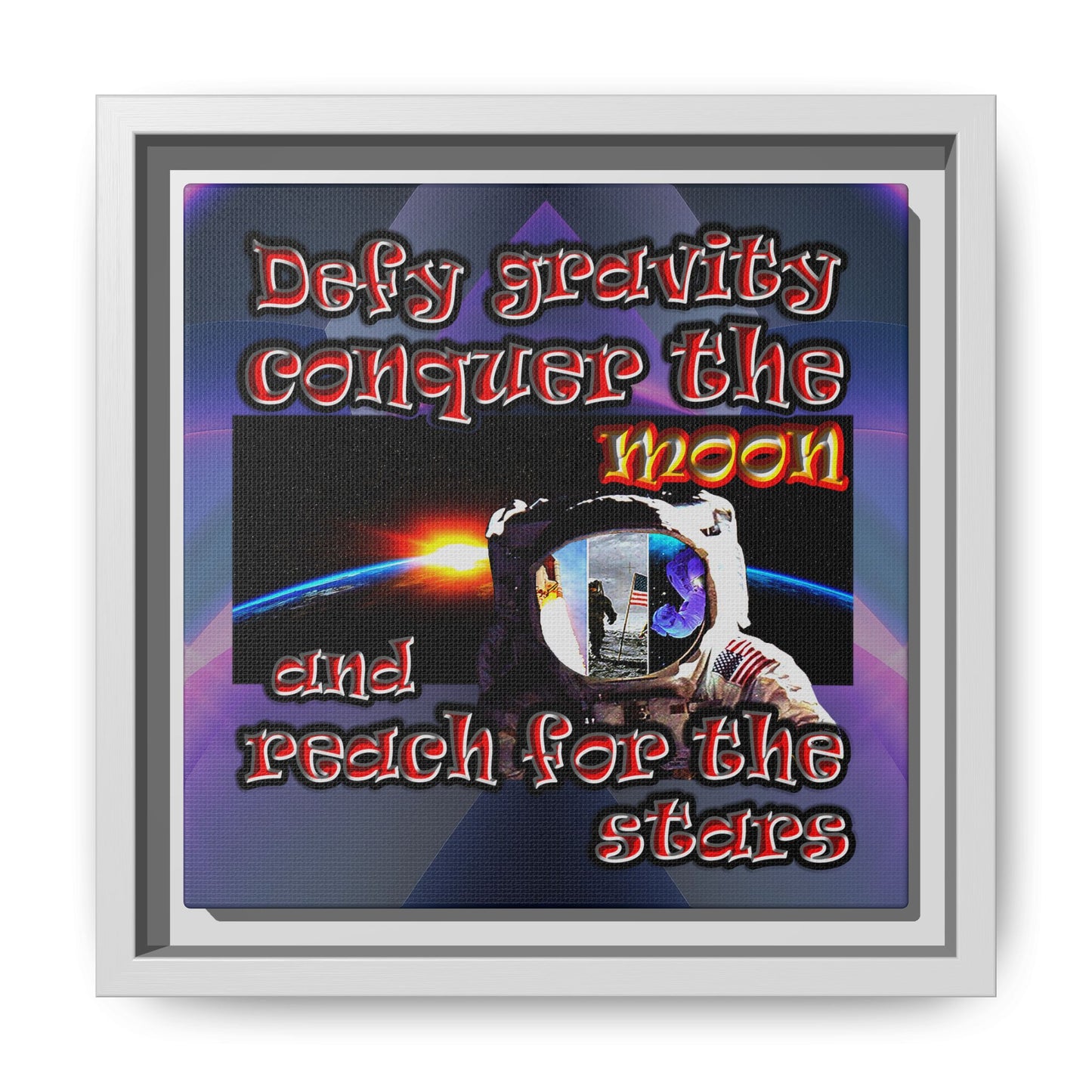 defy conquer reach - framed canvas art (grey-pink wave)