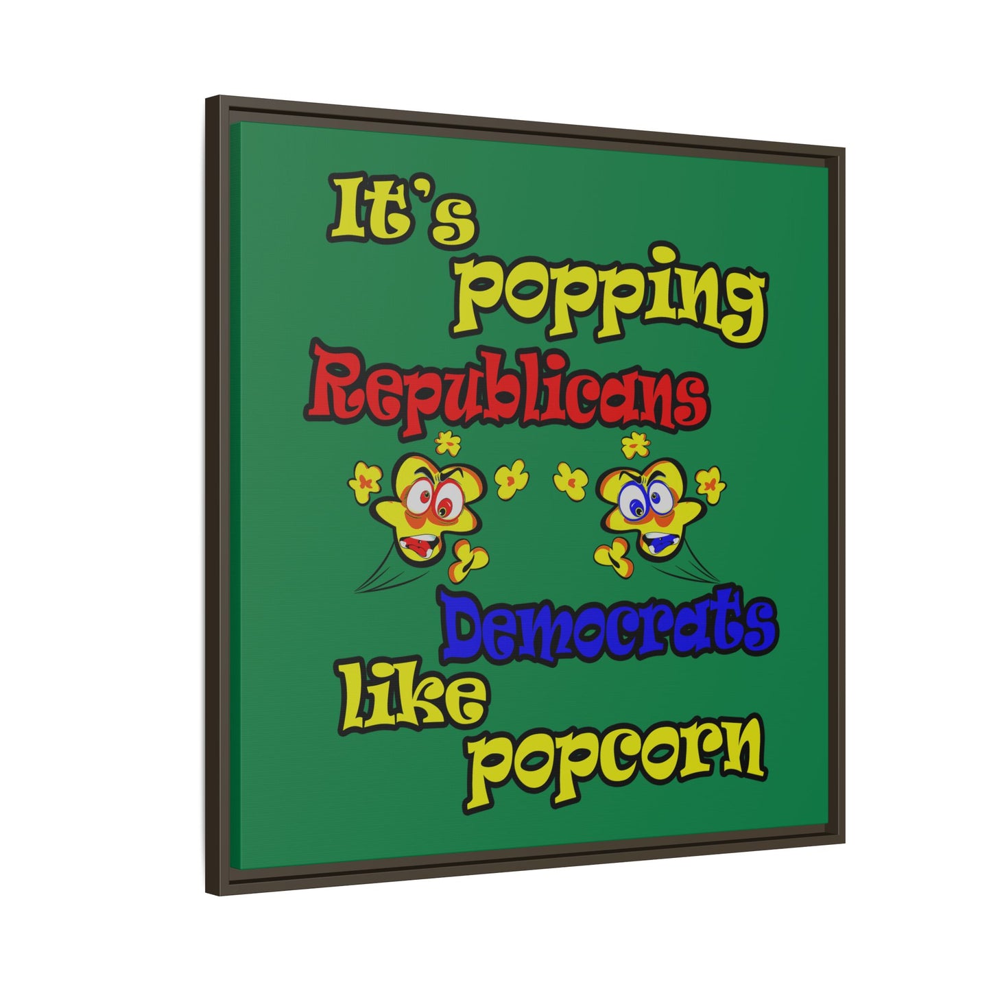 popping like popcorn - framed canvas art (dark green)