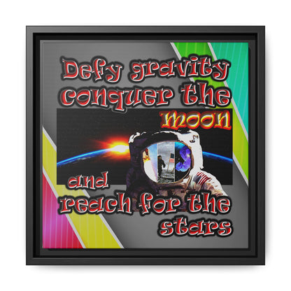 defy conquer reach - framed canvas art (rainbow split)