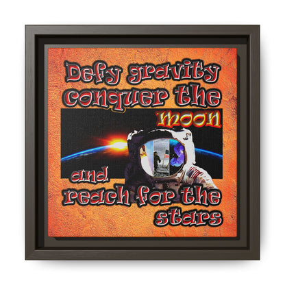 defy conquer reach - framed canvas art (burnt orange)