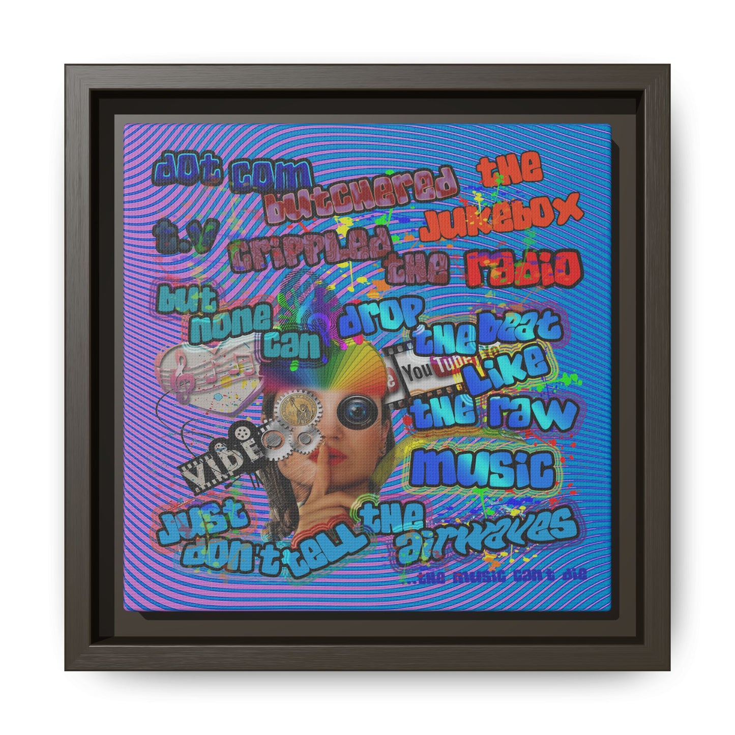 drop the beat - framed canvas art (light blue-purple wave)