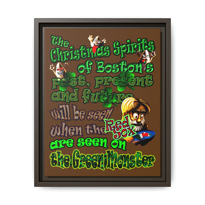 christmas spirits of boston - framed canvas art (brown)