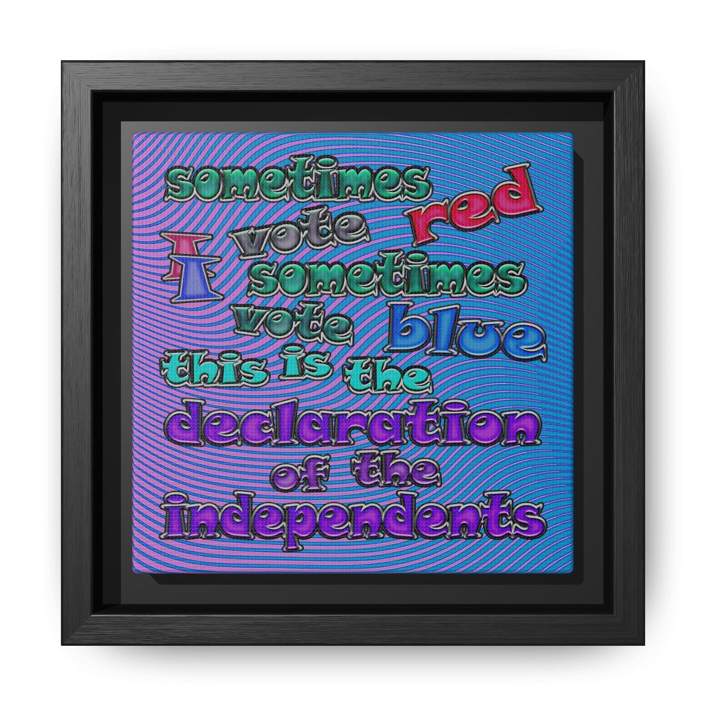 declaration of the independents - framed canvas art (light blue-purple wave)