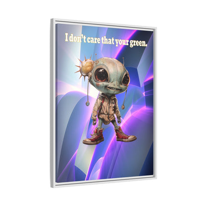 I don't care that your green - framed canvas art (grey-pink wave)