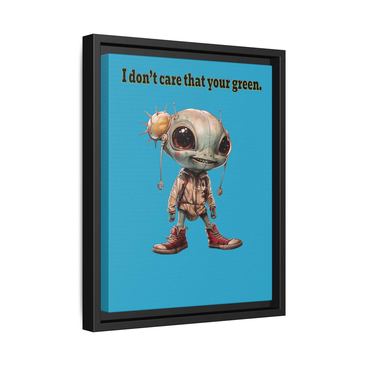 I don't care that your green - framed canvas art (turquoise)