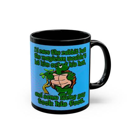 turtle race - Black Mug (light blue-purple wave)