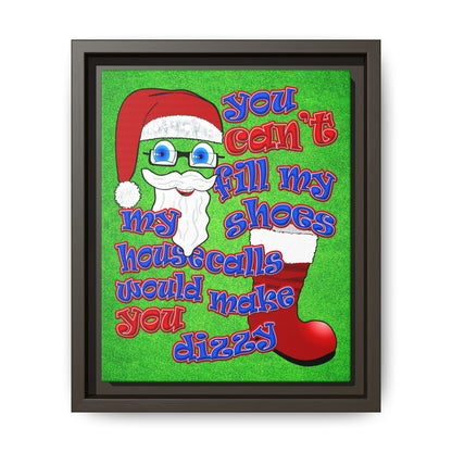 santa's shoes - framed canvas art (green turf)