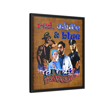 rw&b lives matter - framed canvas art (brown papyrus)