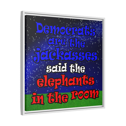 donkeys and elephants - framed canvas art ('snoops' background)