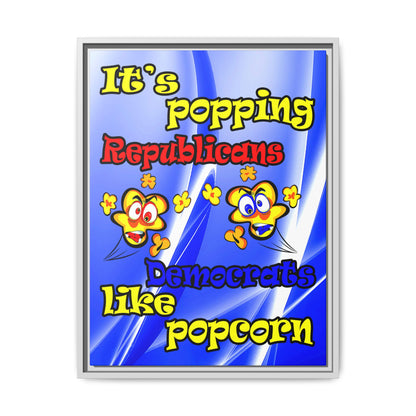 popping like popcorn - framed canvas art (blue-white wave)