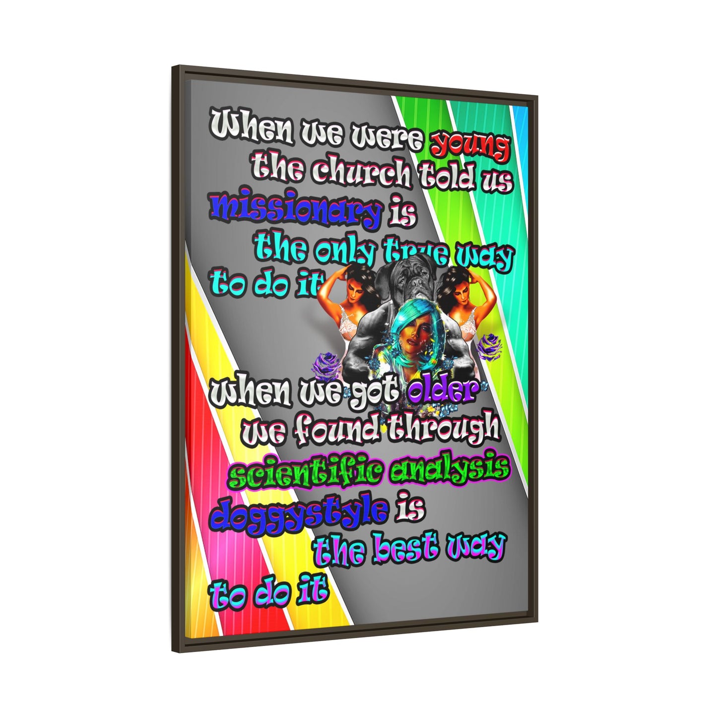 doggystyle - framed canvas art (rainbow split)