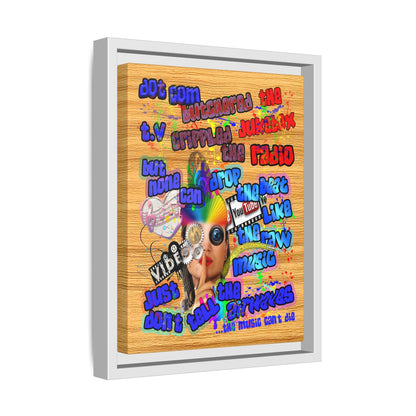 drop the beat - framed canvas art (butterscotch wood finish)