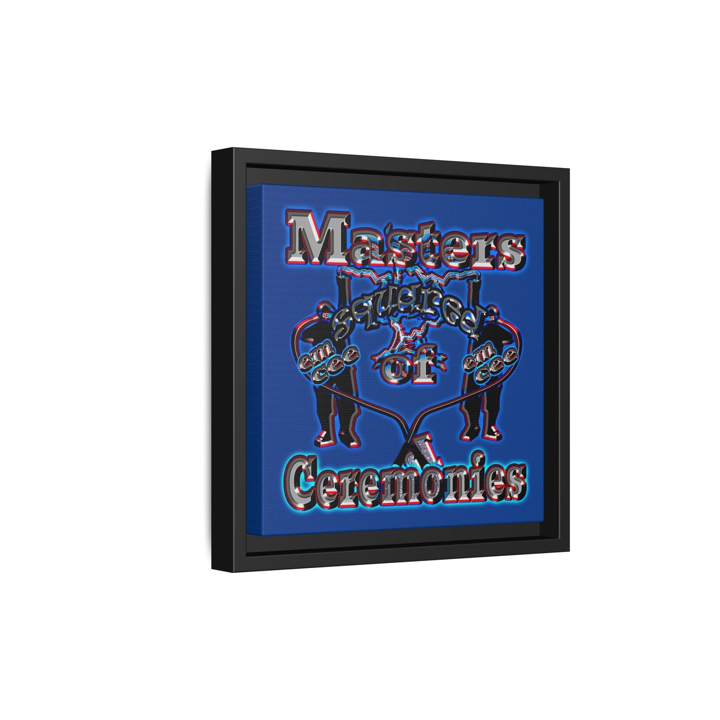 em cee squared - framed canvas art (dark blue)