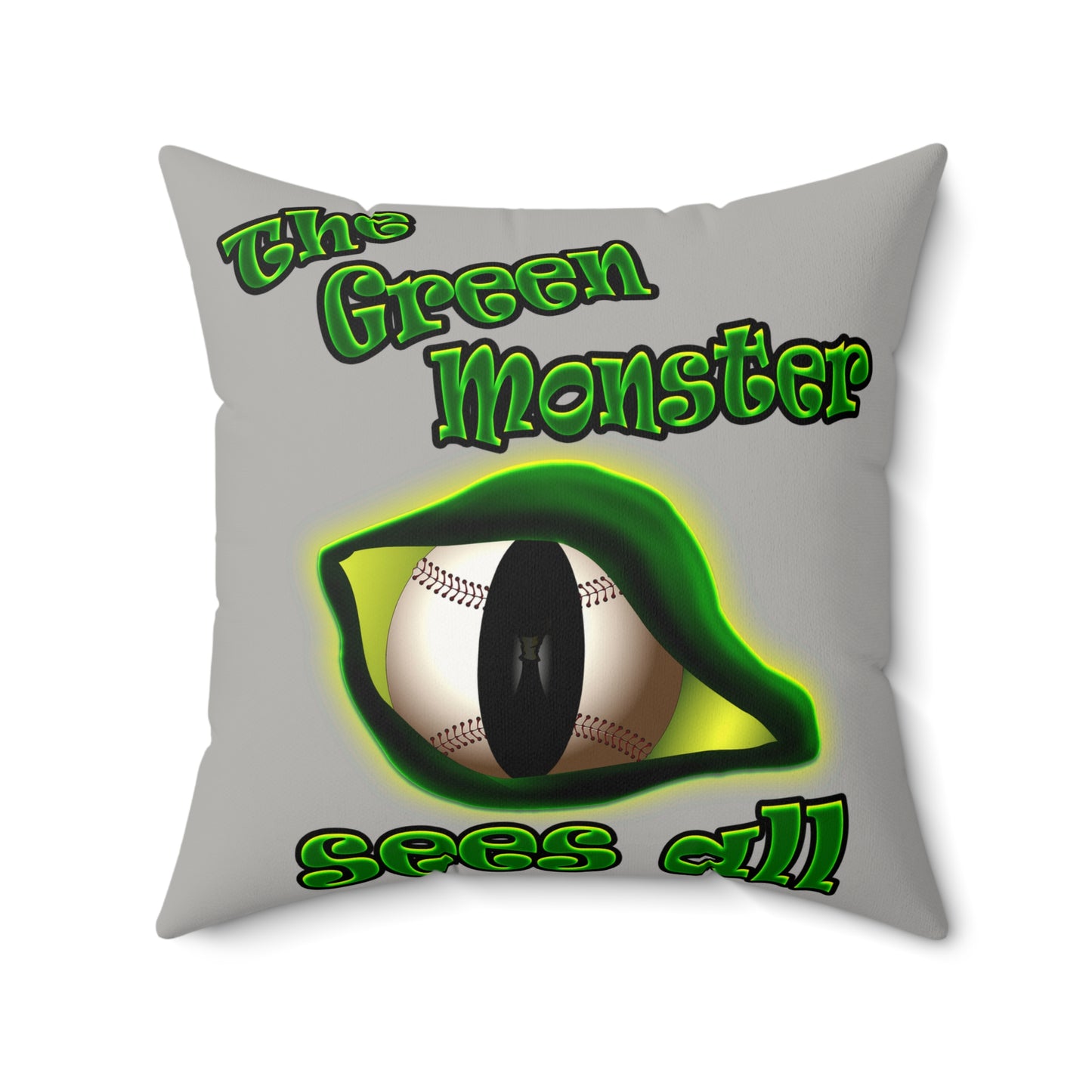 green monster - Faux Suede Square Pillow - (light grey)