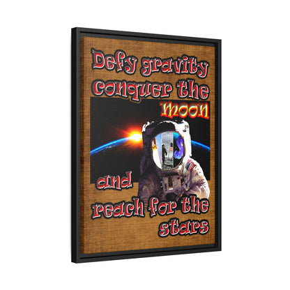defy conquer reach - framed canvas art (brown papyrus)