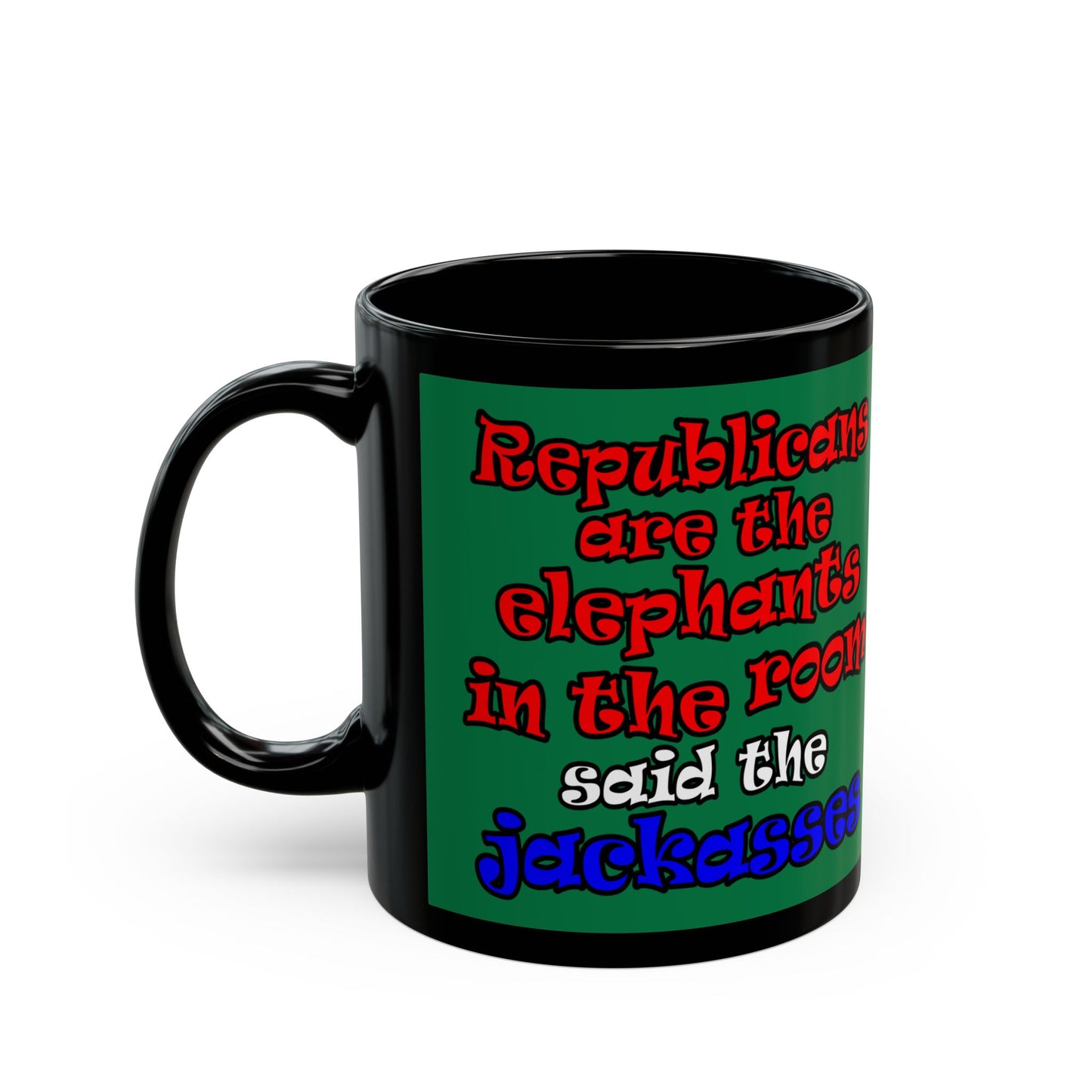 donkeys and elephants - Black Mug (dark green)