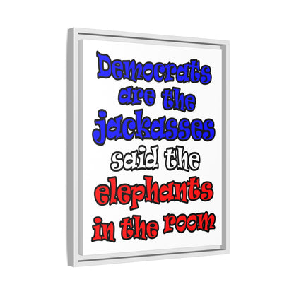 donkeys and elephants - framed canvas art (white)