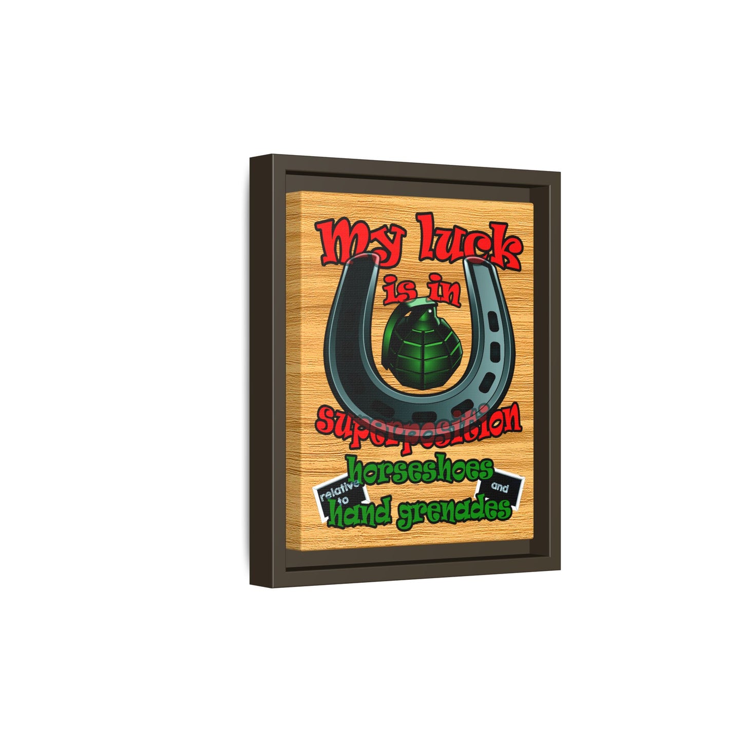 my luck - framed canvas art (butterscotch wood finish)