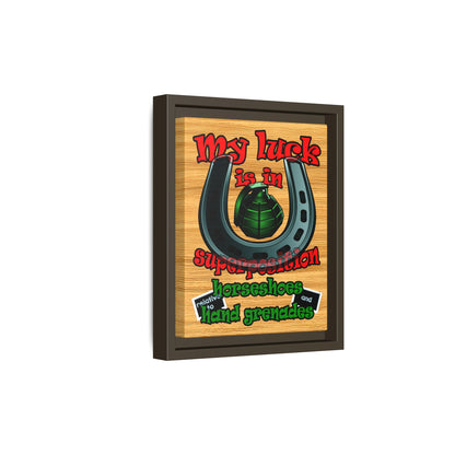 my luck - framed canvas art (butterscotch wood finish)