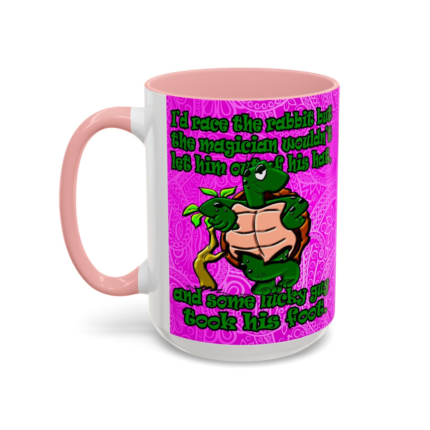turtle race - Accent Mug (pink swirl)