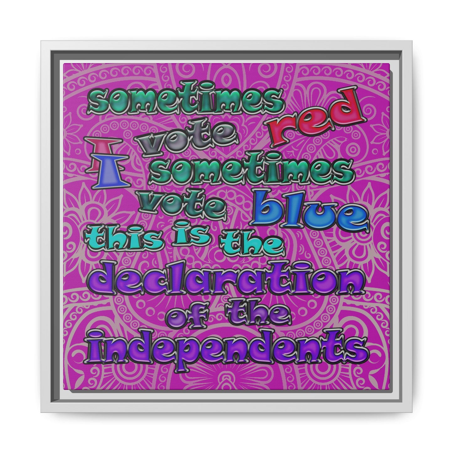 declaration of the independents - framed canvas art (pink swirl)