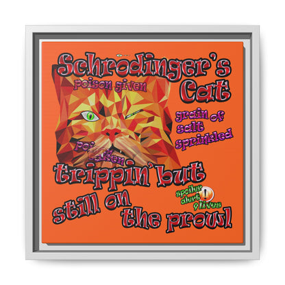 schrodinger's cat - framed canvas art (orange)