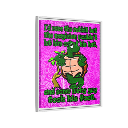 turtle race - framed canvas art (pink swirl)