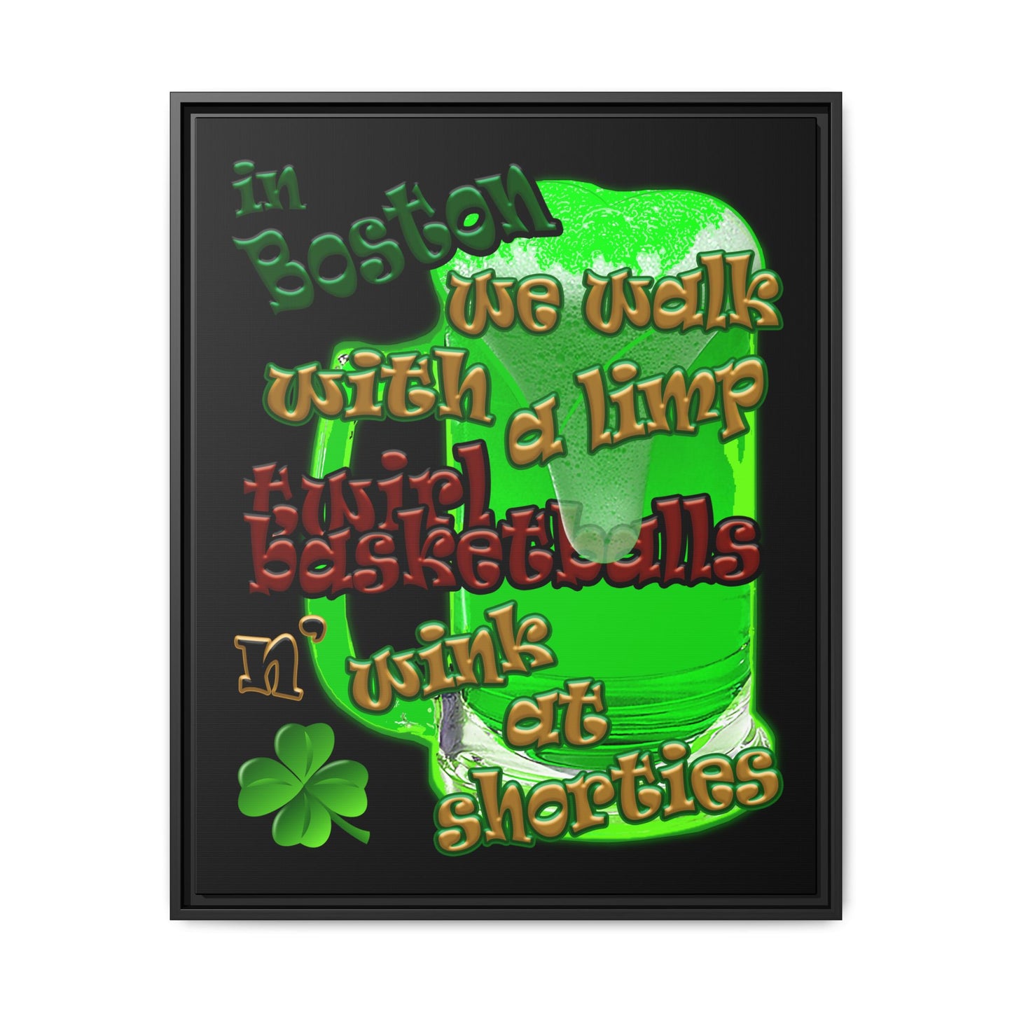 celtics logo - framed canvas art (black)