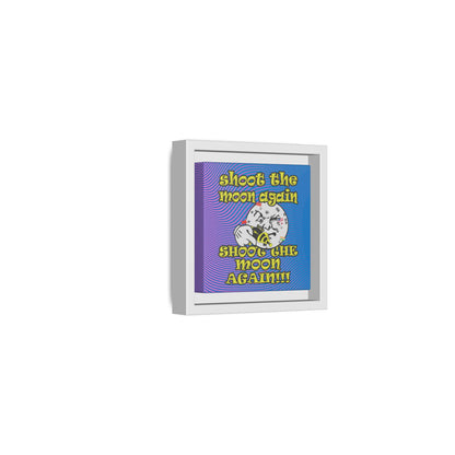 shoot the moon again - framed canvas art (light blue-purple wave)