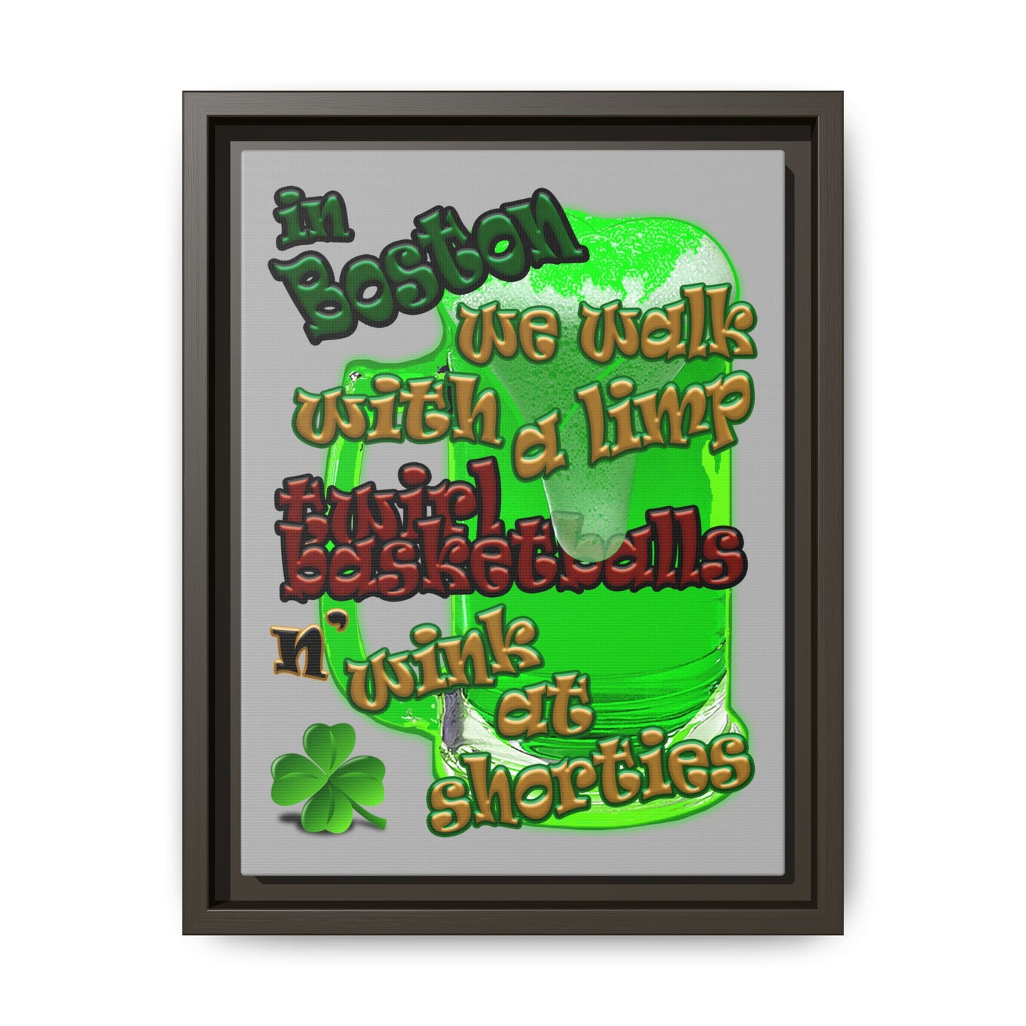 celtics logo - framed canvas art (light grey)